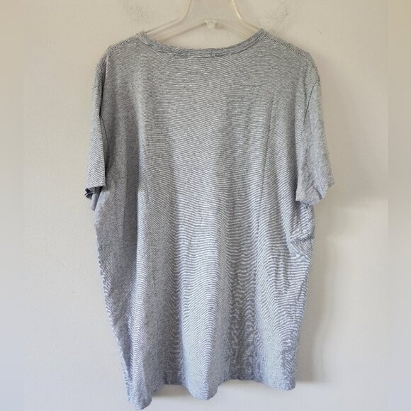 THEORY | 153416 Men's Gaskell Pinnate Stripe V-Neck Tee White/Black Sz XL - Picture 3 of 6